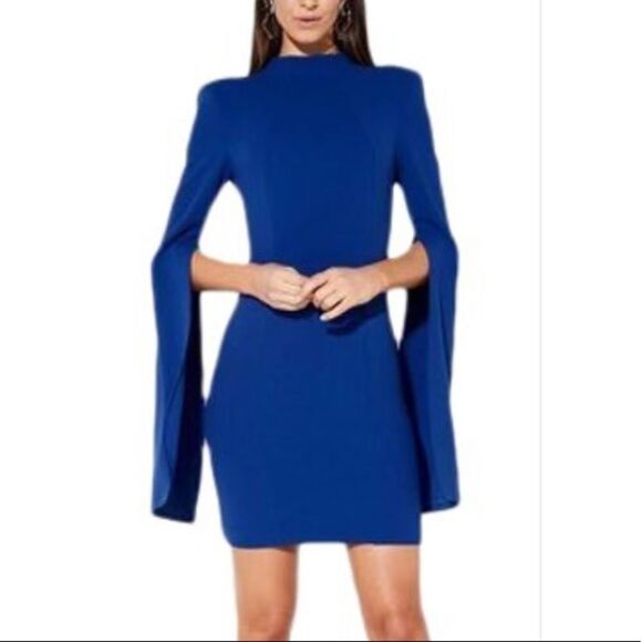 Mossman Cobalt Blue Sense Of Mystery Night Out Dress Long Sleeve Mini Size 10 - Picture 16 of 16